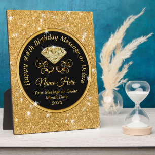 Black, Gold Personalised, Happy Birthday Plaques