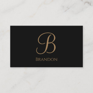 Black Gold Personalised Name and Monogram Business Card