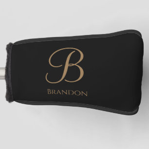 Black Gold Personalised Name and Monogram Golf Head Cover