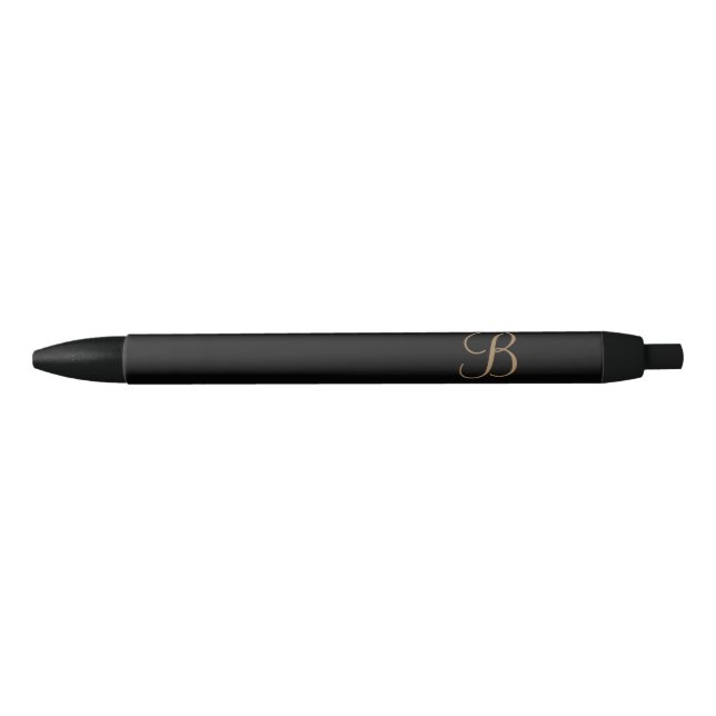 Black Gold Personalised Name and Monogram Ink Pen (Front)