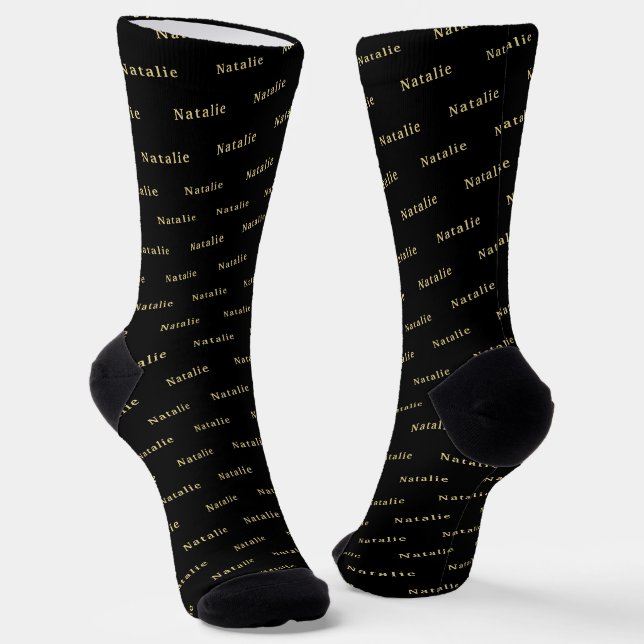 Black Gold Personalised Name Socks Custom Text (Angled)