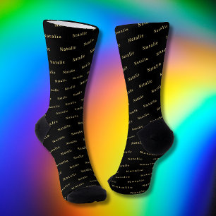 Black Gold Personalised Name Socks Custom Text