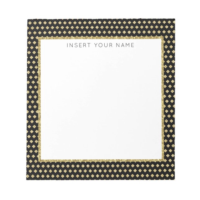 Black & Gold Personalised Notepad 5.5" x 6" (Front)