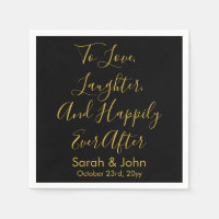 Black Gold Personalised Script Wedding Reception 