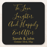 Black Gold Personalised Script Wedding Reception
