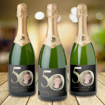 Black Gold Photo 50th Birthday Sparkling Wine Label<br><div class="desc">From our popular Black and Gold Foil 50th Birthday Collection</div>