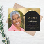 Black gold photo arch birthday invitation<br><div class="desc">Add your own vertical size photo. An arch shaped photo frame. A black and faux gold background colour.  Personalise and add a name and party details.</div>