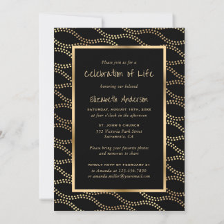 Black Gold Photo Celebration of Life Invitation