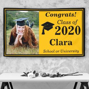 Black Gold Photo Class of 2020 Graduation Banner