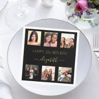 Black gold photo collage birthday