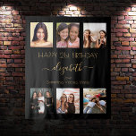 Black gold photo collage friends birthday party tapestry<br><div class="desc">A gift from friends for a woman's 21st (or any age) birthday, celebrating her life with a collage of 6 of your high quality photos of her, her friends, family, interest or pets. Personalise and add her name, age 21 and your names. Golden text. A chic, classic black background colour....</div>