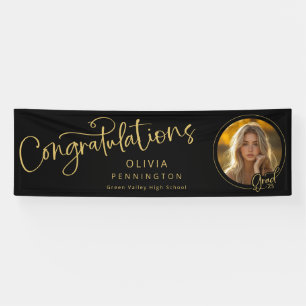 Black Gold Photo Congratulations Graduate Banner