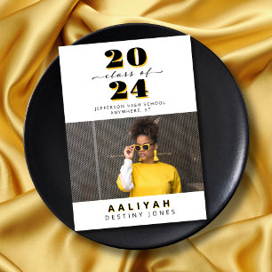Black + Gold Photo Graduation Announcement