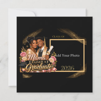Black Gold Photo Graduation Announcement Postcard