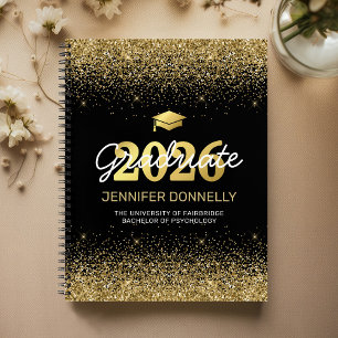 Black & Gold Photo Graduation Guest Book