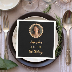Black gold photo luxury napkin