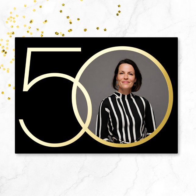 Black Gold Photo Minimalist 50th Birthday Party (Mockup View)