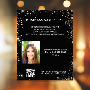 Black gold photo qr code promotion business flyer