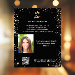Black gold photo qr code promotion business logo<br><div class="desc">Personalise and add your business logo,  name,  address,  your text,  photo,  your own QR code to your website. Black background,  white text. Decorated with faux gold glitter sparkles.</div>