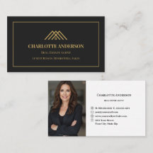 Black Gold Photo Real Estate Agent Business  Card