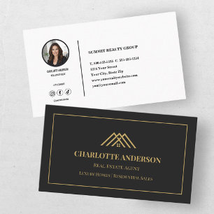 Black Gold Photo Real Estate Agent Business Card