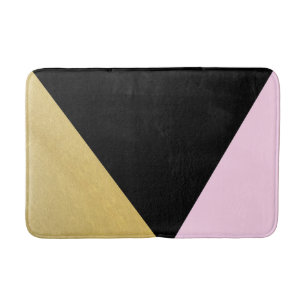 Black Gold & Pink Colour Block Mod Glam Triangles Bath Mat