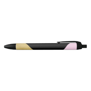 Black Gold & Pink Colour Block Mod Glam Triangles Ink Pen