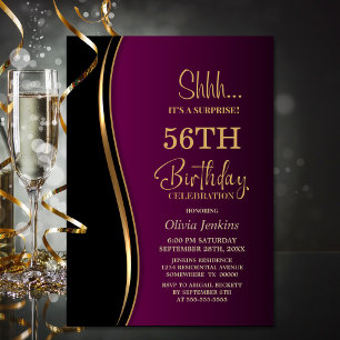 Black Gold Pink Surprise Birthday Party Invitation