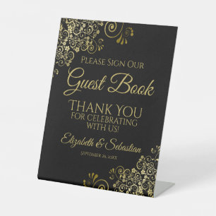 Black & Gold Please Sign our Guest Book Sign