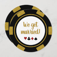 Black Gold Poker Chip Wedding Elopement Announce