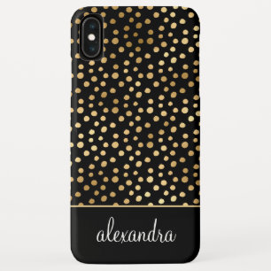 Black - Gold Polka Dot Pattern Monogram Case-Mate iPhone Case