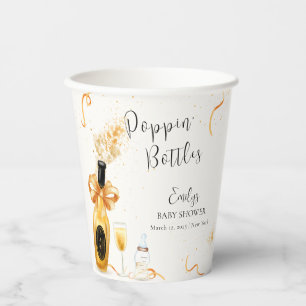 Black Gold Poppin Bottles Champagne Baby Shower  Paper Cups