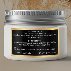 Black & Gold Product Ingredients Jar Waterproof