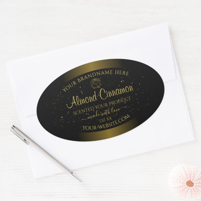 Black Gold Product Labels Glitter Sprinkles Floral (Envelope)