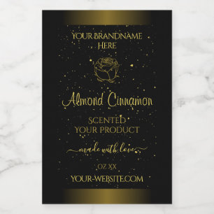 Black Gold Product Labels Glitter Sprinkles Floral