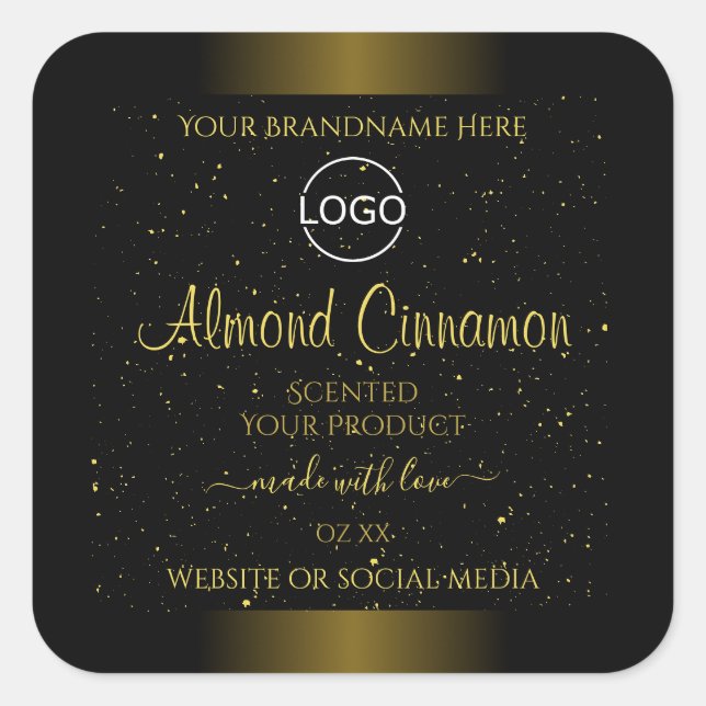 Black Gold Product Labels Glitter Sprinkles Logo (Front)