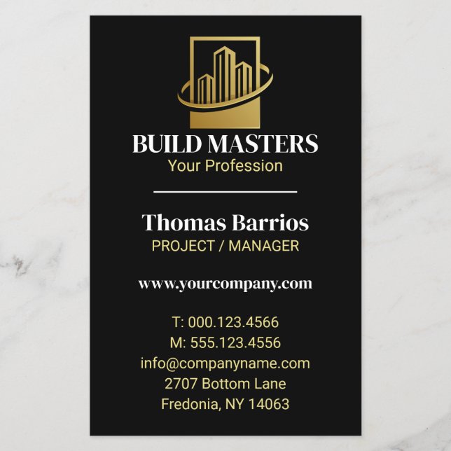 Black Gold Professional Builder Construction Flyer (Front)