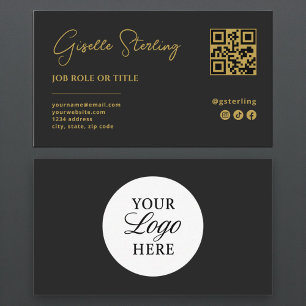 Black & Gold Professional Company Logo QR Code Business Card