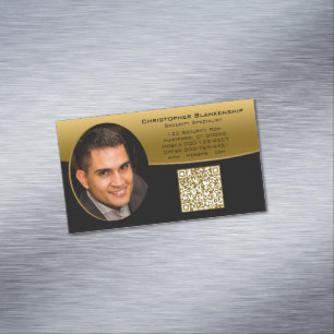 Black Gold Professional Custom Photo QR Code Magnetic Business Card