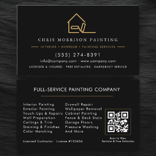 Black Gold Professional Painter Painting QR Code Business Card