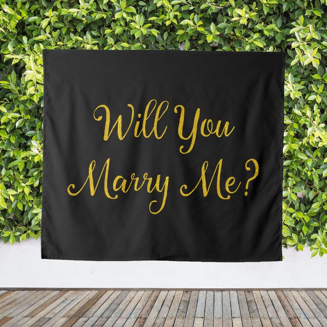 Black Gold Proposal Sign Will You Marry Me? Banner Tapestry (Black Gold Proposal Sign Will You Marry Me? Banner Tapestry
)