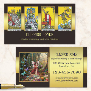 Black Gold Psychic Tarot Reader Photo Business Card