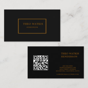 Black gold qr cod edit business card