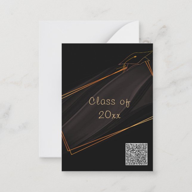 Black Gold QR Code Graduation Invitation Template (Back)
