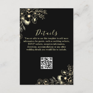 Black Gold QR Code Wedding Details Card