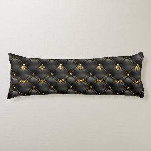 Black Gold Quilted Leather Pattern Body Cushion