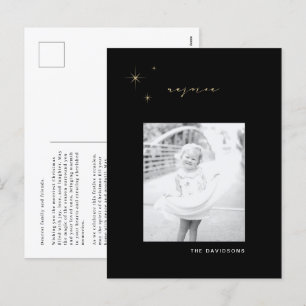 Black & Gold Radiant Rejoice Christmas Postcard