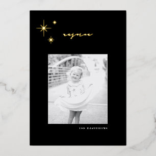 Black & Gold Radiant Rejoice Holiday Foil Card