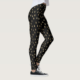 Black Gold Raindrop Modern Trendy Yoga Leggings