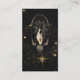 *~* Black Gold Rays Mystic Hand Snake Stars Business Card